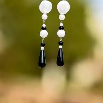 Обруч из стерлингового серебра 925 пробы, отобранный вручную AAA + качество 9,5-10 мм, белый пресноводный культивированный жемчуг, висячие серьги, ювелирные изделия