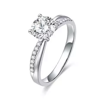 Обручальное кольцо «Бесконечность» с 4 зубцами из 18-каратного серебра с выращенным в лаборатории бриллиантом 0,5–2 карата (DE Color VS1-VVS1 Сертификат чистоты IGI) 0.5 ct- size US 5