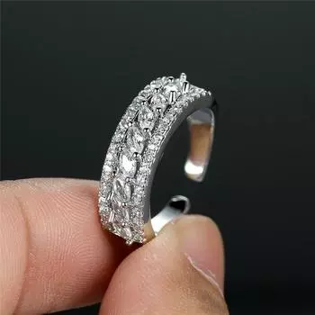 Обручальное кольцо цвета античного золота, обручальное кольцо с белым цирконом маркизы, роскошные кольца с маленькими камнями и кристаллами для женщин, открывающиеся ювелирные изделия серебряный