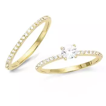 Обручальное кольцо For Life с двойным позолотой, белое золото - 5 мм - 1 мм