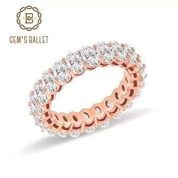 Обручальное кольцо Gb Eternity -3x5 мм овальной огранки, бесцветный муассанит, полное кольцо Eternity, штабелируемые одинаковые кольца 7