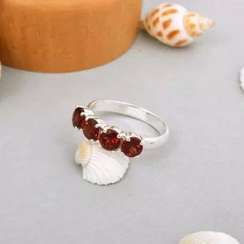 Обручальное кольцо из стерлингового серебра 925 пробы с натуральным красным гранатом, размер 7,75 США, подарочное кольцо 7.75 US