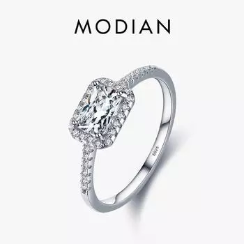 Обручальное кольцо Modian из стерлингового серебра 925 пробы со сверкающим прозрачным цирконием, обручальные кольца для женщин, эффектные ювелирные изделия 5 серебряный