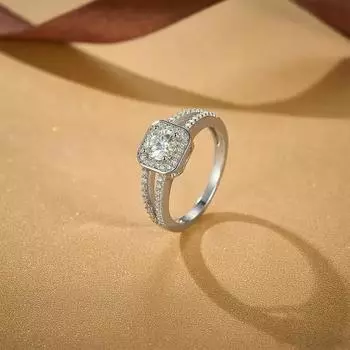 Обручальное кольцо с муассанитом 0,5 карата, ювелирные изделия, стерлинговое серебро, круглое бриллиантовой огранки, кольцо с муассанитом Halo, обручальные обручальные кольца