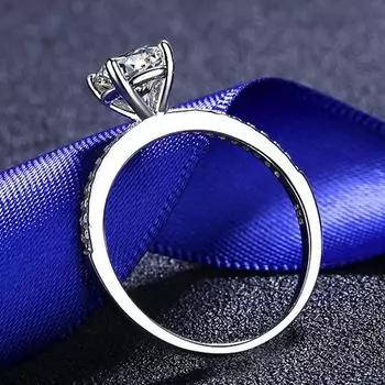 Обручальное кольцо с муассанитом 1 карат для женщин, стерлинговое серебро 925 пробы с покрытием из белого золота, обручальное кольцо, свадебные кольца, подарок 10