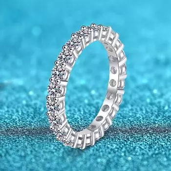 Обручальное кольцо с муассанитом 3 мм для женщин, созданное с бриллиантом Full Eternity, штабелируемое обручальное кольцо S925, серебряные кольца 5