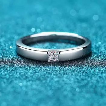 Обручальное кольцо с муассанитом огранки принцессы 0,3 карата для женщин и мужчин, обручальные кольца с бесцветными бриллиантами, стерлинговое серебро, свадебный подарок 5.5