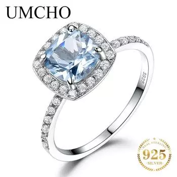 Обручальное кольцо UMCHO с аквамарином и синим топазом 5 чистый