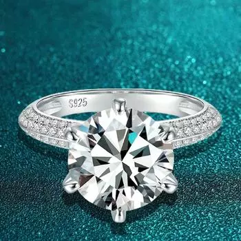 Обручальные кольца с муассанитом 5 карат для женщин, стерлинговое серебро 925 пробы, вечность, кольцо из белого золота 18 карат, обручальные украшения 5&US Size