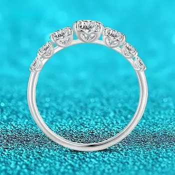 Обручальные кольца с муассанитом D VVS 1,42 карата для женщин, обручальное кольцо с 7 драгоценными камнями, сверкающими лабораторными бриллиантами и сертификатом, серебро 925 пробы 5