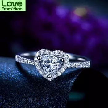 Обручальные кольца со стразами Aaa кубического циркония для женщин Cz австрийский кристалл сердце посеребренное свадебное кольцо помолвочное ювелирное изделие 9 серебряный