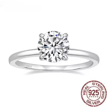 Обручальные кольца Trumium из стерлингового серебра 925 пробы 1,5 карата с кубическим цирконием круглой огранки CZ, обручальные кольца для женщин 12.5