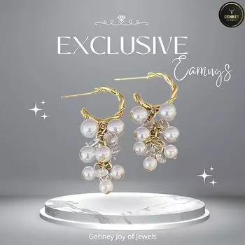 Обручи And Huggies Розовое золото, золото 18 карат, жемчуг, кристаллы, позолоченные серьги Ювелирные изделия Модные серьги в стиле вестерн с геометрией