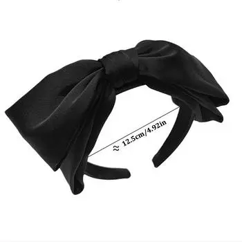 Обручи для волос с большим бантом для женщин, однотонная черная нескользящая повязка на голову 1Pc