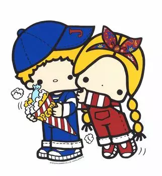 Общая наклейка Sanrio Patty Jimmy Наклейка на стену x 1 шт. Синяя и 17,4 см 16,0 см DW-007 синий