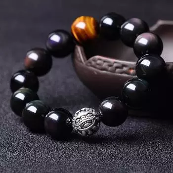 Обсидиановые браслеты с радужными глазами, браслеты, счастливые бусины, аксессуары, подарок для пары, ювелирные изделия в китайском стиле 6mm