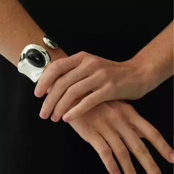 Обсидиановый широкий браслет женский премиум легкий роскошный открытый браслет универсальный ретро простой нишевый дизайн браслет