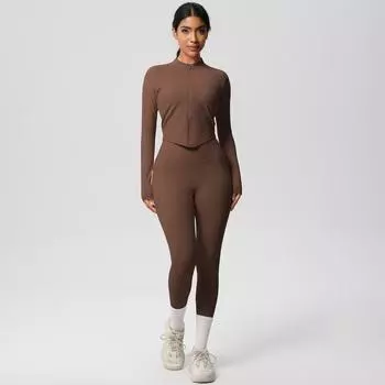 Обтягивающая куртка на молнии Naked, комплект для йоги, с высокой талией, с карманом, быстросохнущий, для упражнений, бега, фитнеса, комплект из двух предметов для женщин S