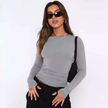 Обтягивающая повседневная дышащая базовая рубашка с длинными рукавами и универсальная влагоотводящая футболка S