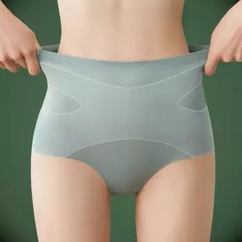 Обтягивающее нижнее белье для женщин, обтягивающее талию, летнее нижнее белье, тонкий дизайн, поднимающее бедра, высокая талия, без каких-либо следов, трусики M чёрный