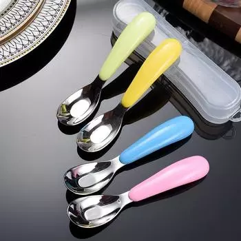 «Обучающая детская ложка из нержавеющей стали 316 — для самостоятельного кормления с маленькой головкой»