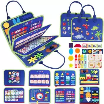 Обучающая доска из фетра 8 в 1, обучающая доска для раннего развития, сенсорная игрушка Монтессори для малышей, мелкая моторика, для детей от 3 лет