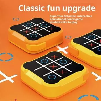 Обучающая игровая консоль XO, многофункциональная головоломка, шахматы, игра на память, 3-в-1, интерактивная электрическая ручная игровая машина для малышей, мальчиков и девочек, подарок оранжевый