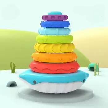 Обучающая игрушка-кольцо Sassy Stacks of Circles, возраст 6+ месяцев, многоцветная, развивающие игрушки для детей, подарок для малышей синий