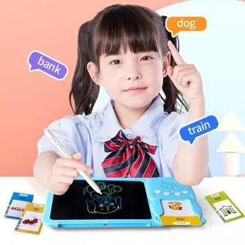 Обучающая машина Интерактивные флеш-карты ЖК-планшет для письма 255 двусторонних карточек с реальными звуками транспортных средств животных Интерактивные обучающие игрушки синий
