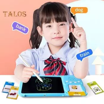 Обучающая машина Интерактивные флеш-карты ЖК-планшет для письма 255 двусторонних карточек с реальными звуками транспортных средств животных Интерактивные обучающие игрушки для синий