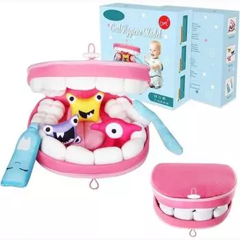 Обучающая плюшевая игрушка, Дошкольные образовательные плюшевые игрушки для детей, Обучение детей защите зубов и изучению того, что у них в полости рта 22.5x22.5x10cm розовый/синий