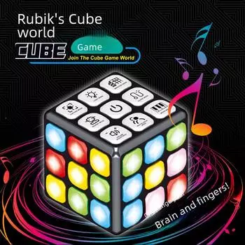 Обучающая светящаяся музыкальная игрушка кубик Рубика для детей - трехуровневая головоломка для мальчиков и девочек