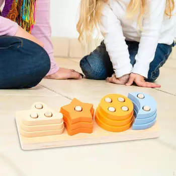 Обучающий блок «Цвет-форма», сортировщик и укладчик, деревянная сортировочная игрушка для укладки Rectangle