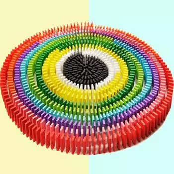 Обучающий набор деревянных строительных блоков домино - 120 красочных деталей для детей