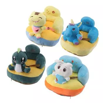 Обучающий стул для сидения предотвращает падения, регулируемый угол, портативный, безопасный, супермягкий, плюшевый, для поддержки ребенка S Blue Horse