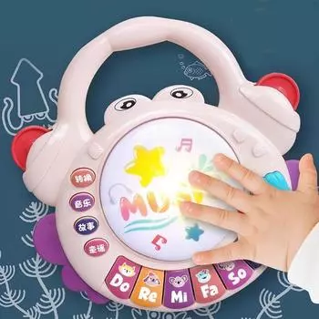 Обучение схватыванию Музыка Барабан 8 Головоломка Дети Ручной Бубен Дети Интеллект Схватывание синий