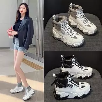 Обувь 2024 года, модная зимняя теплая женская черная повседневная обувь, а также бархатные универсальные кроссовки на толстой подошве из хлопка, толстые кеды Zapatillas Mujer 34