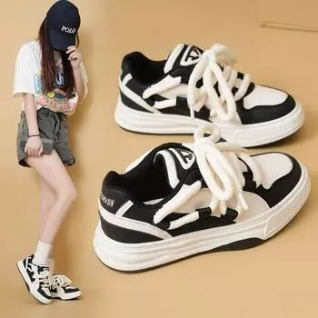 Обувь 2024, женские беговые весенне-осенние модные белые дышащие повседневные кроссовки на шнуровке с цветочной вышивкой, Zapatos De Mujer 35 чёрный