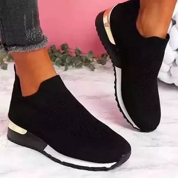 Обувь 2024Woman Trendy Mesh Platform Sneakers Socks Shoes Tenis Breathable Socofy Casual Sports Shoes Women Flats Zapatos Mujer 35 белый