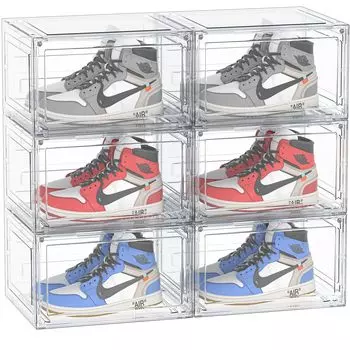 Обувь 6 Большая емкость для хранения Прозрачная передняя магнитная дверь для кроссовок Небольшое косметическое хранилище для обуви Хранение обуви Унисекс Вход для обуви Сборка обуви с