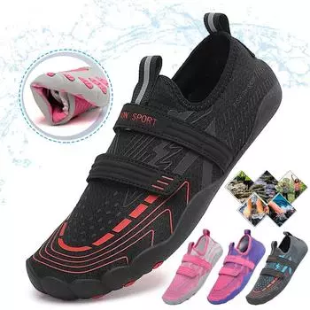 Обувь Aqua Barefoot для мужчин и женщин, пляжная обувь для водных видов спорта, быстросохнущие сандалии для плавания по течению, фитнес-йога, кроссовки для прогулок по реке и морю 39 чёрный