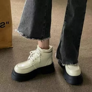 Обувь армейские короткие туфли для женщин в стиле панк, ботильоны с круглым носком на платформе, белые женские ботильоны в готическом стиле, высокое качество, ПУ 35