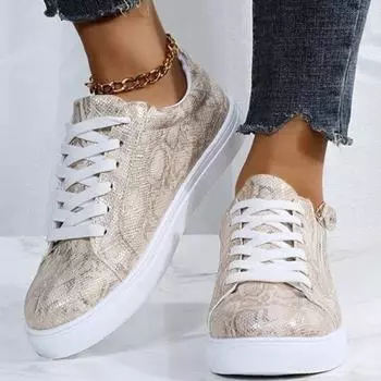 Обувь больших размеров, женская обувь, осенняя спортивная обувь со змеиным рисунком, увеличенная спортивная обувь для отдыха 35 белый