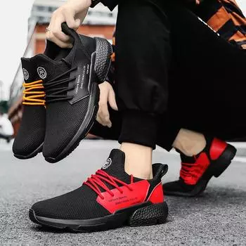 Обувь большого размера, мужская летняя ультралегкая мужская обувь Flyknit, повседневные кроссовки 39 чёрный
