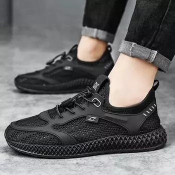 Обувь Быстросохнущая сетчатая обувь с дышащей летающей тканой обувью Спортивная модная обувь 39-44 39 чёрный