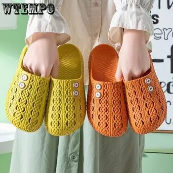 Обувь Cave Shoes с носками, женская обувь, летняя, противоскользящая, удобная для дома и улицы, для ванной комнаты, мягкая подошва, повседневные тапочки для общежития 36 оранжевый