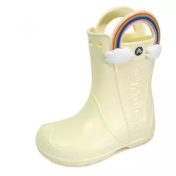 [Обувь Crocs] Детские резиновые сапоги Crocs Handleit Rainbow Kids Junior, резиновые сапоги Rainy Season Butter Cream 211117 76o 211117-76O/200mm(J1)