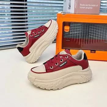 Обувь Daddy для девочек 2025 года, весна, новая корейская версия, универсальная студенческая обувь на толстой подошве, женская повседневная обувь, дышащая женская обувь Q017 35 бежевый