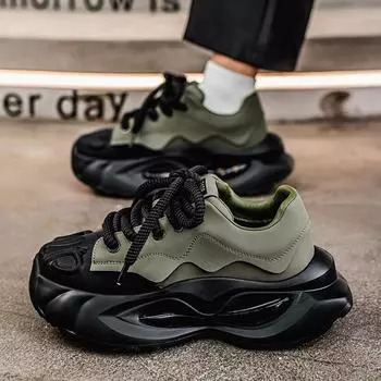 Обувь Daddy, мужская обувь, осень и зима, новые мужские туфли с воздушной подушкой, на толстой подошве, увеличивающие рост, спортивная обувь, модная повседневная обувь, мужская обувь 39