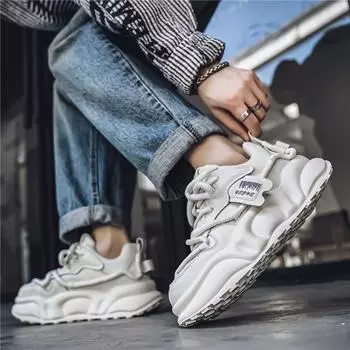 Обувь Daddy, мужская, осенне-зимняя, новая тенденция, нескользящие и износостойкие спортивные кроссовки для бега, дышащие и увеличивающие толщину мужские туфли с 39